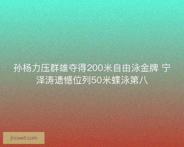 孙杨力压群雄夺得200米自由泳金牌 宁泽涛遗憾位列50米蝶泳第八